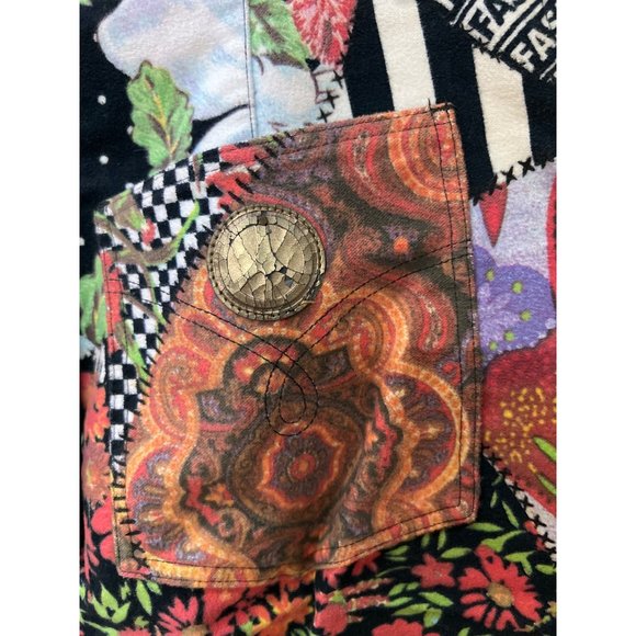 Vintage Moschino Floral Patchwork Pant Trousers Logo Design Pants - Picture 11 of 16